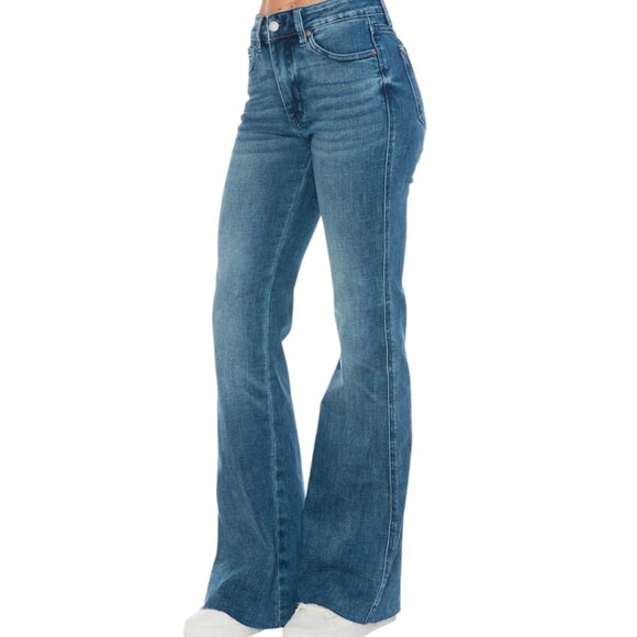 NEW Judy Blue Full Size Tummy Control Cut Hem Flare Jeans - Picture 8 of 11